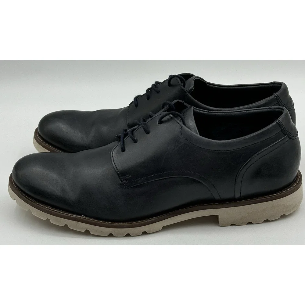 Rockport Colben CH4016 Navy Blue Leather Lightweight White Sole ‎ Mens US 12 M